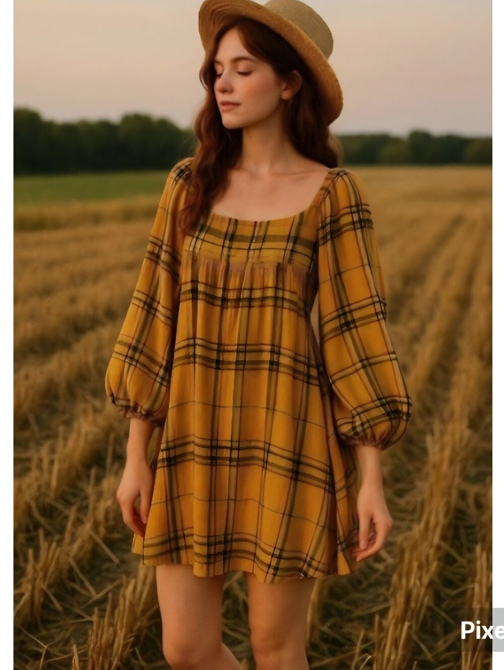 Urban Outfitters Lachlan Flannel Smocked Babydoll Mini Dress Size Med